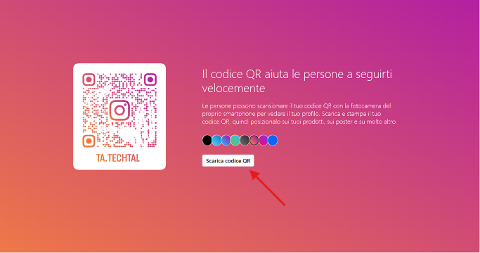Copiare il link del profilo Instagram