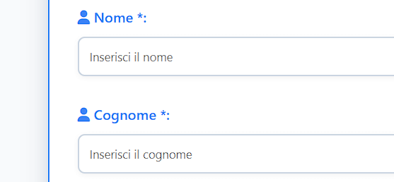 Inserisci i dati obbligatori